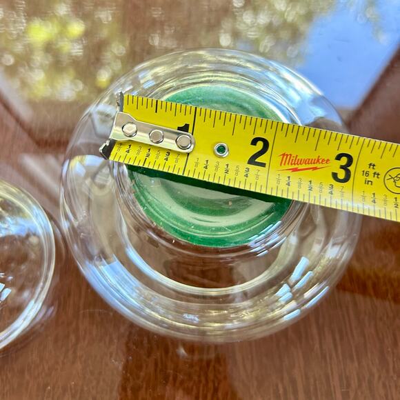 Vintage Clear Glass Apothecary Jar with Green Velvet Insert – 5" Tall - Picture 11 of 15